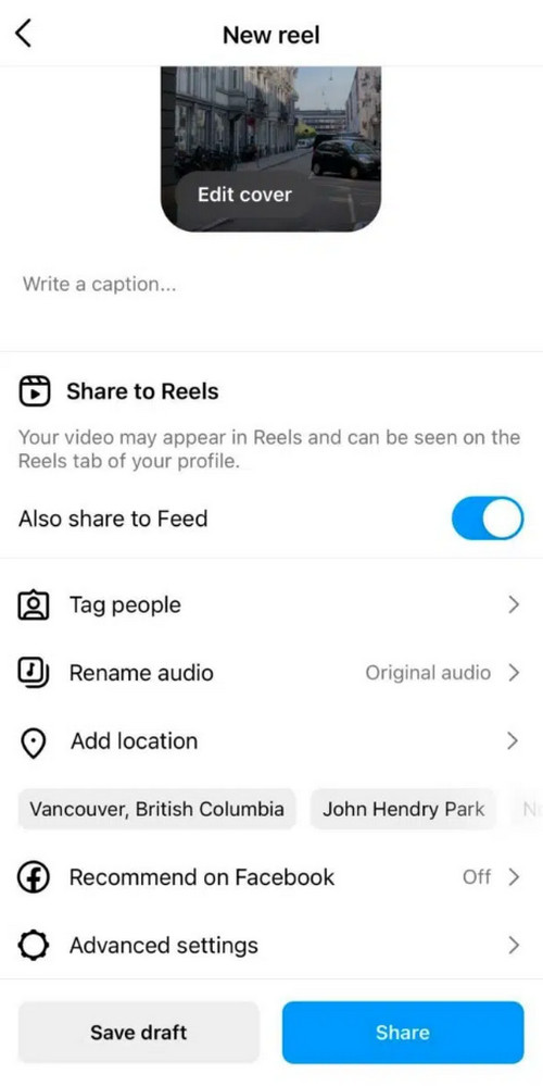 Nhấn chọn nút Share để chia sẻ và hoàn tất quá trình tạo Reels trên Instagram (Nguồn:Hootsuite)