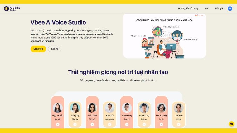 Công cụ tạo audio lồng tiếng/thuyết minh Vbee AIVoice Studio