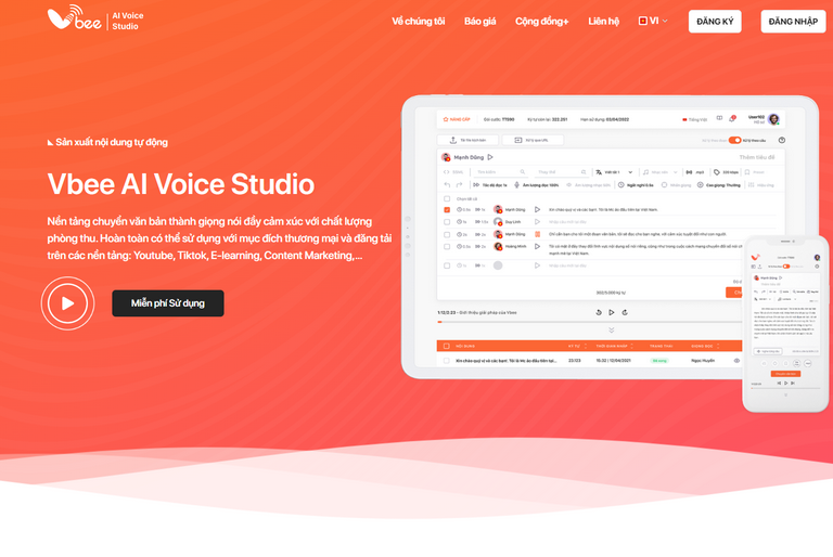 Người dùng có thể sử dụng Vbee AI Voice Studio như một công cụ digital marketing để sản xuất nội dung trên các nền tảng YouTube, TikTok
